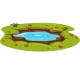 puddle in the middle of a yard